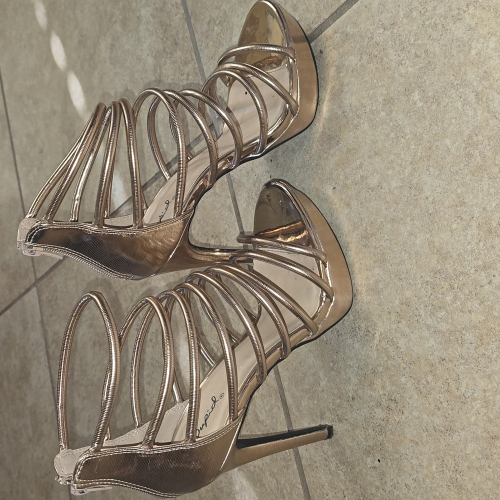 Elegant Gold Strappy Heels